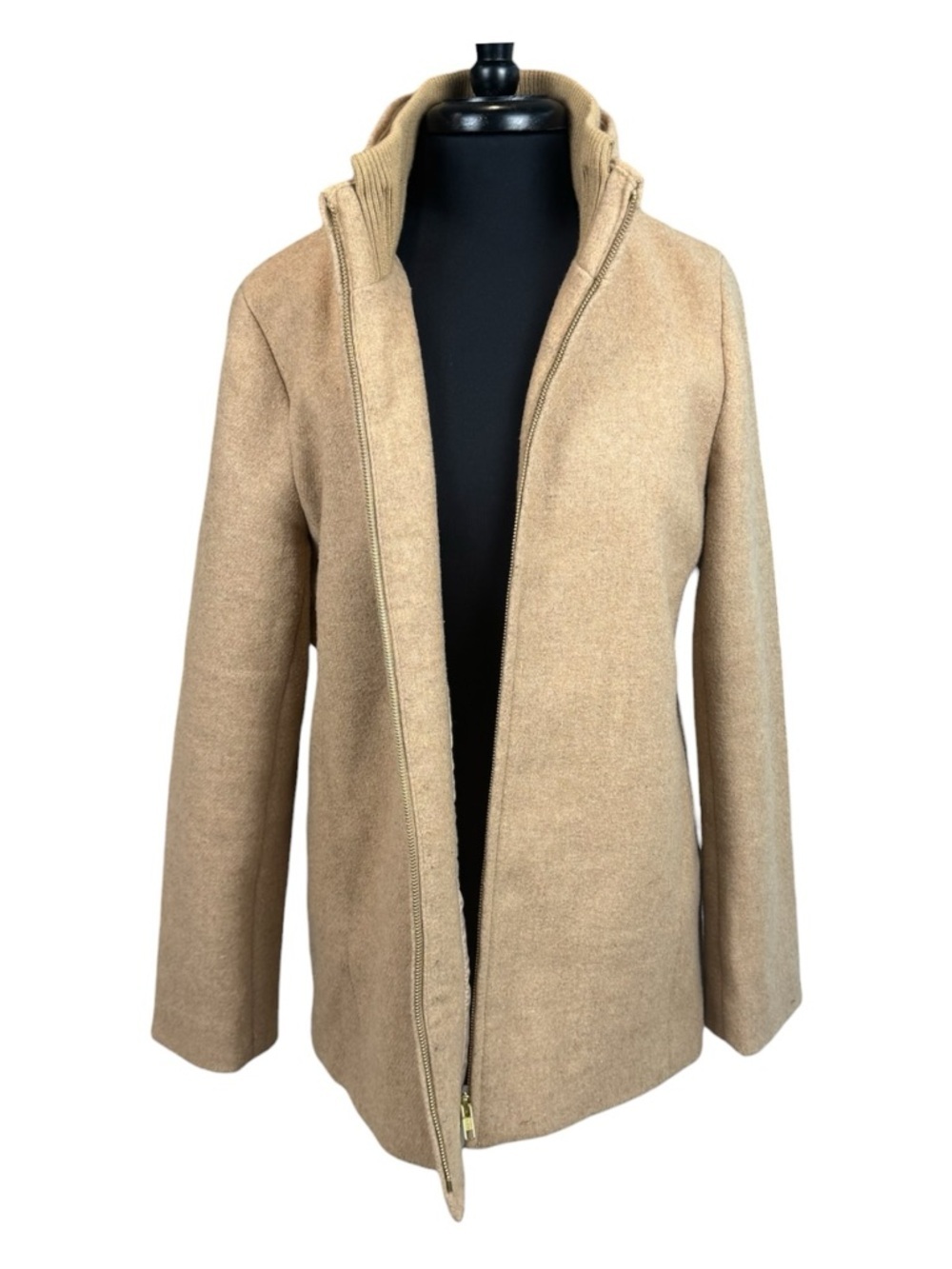 J.Crew Camel Wool Blend Zip Front Village Coat Women’s Size 12 - Picture 3 of 11